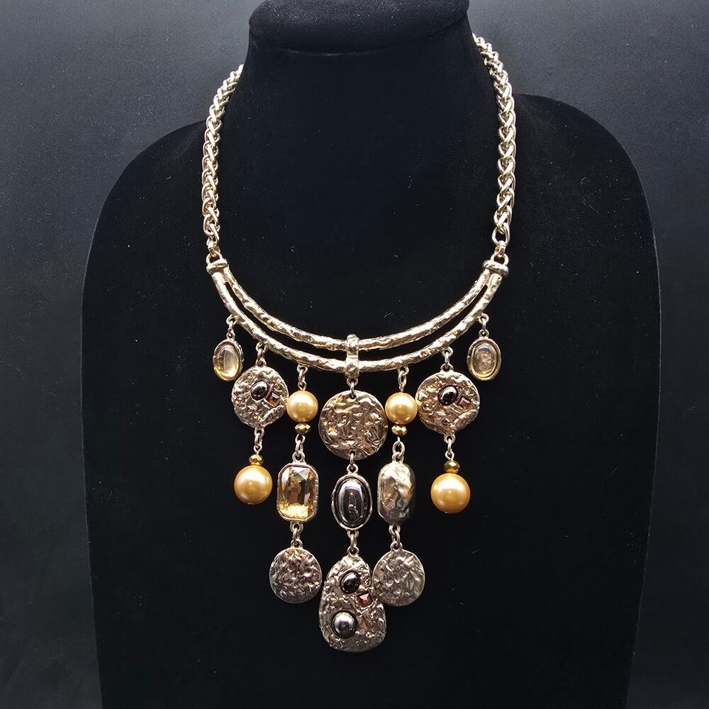 Chico's Charm Pendant Necklace Bib Style Costume Jewelry - Picture 1 of 8